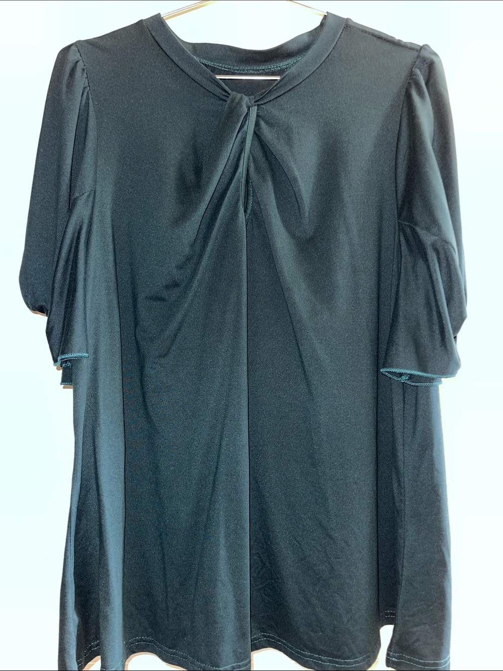 Women’s Teal Short Sleeve Keyhole-Front Top
